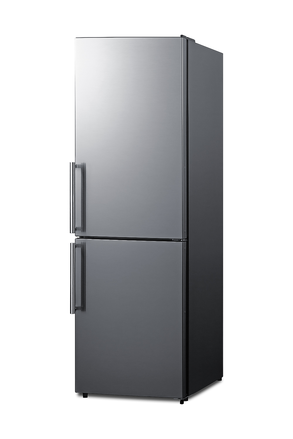 ENERGY STAR certified bottom freezer refrigerator in a stainless steel look with digital controls and a counter depth fit